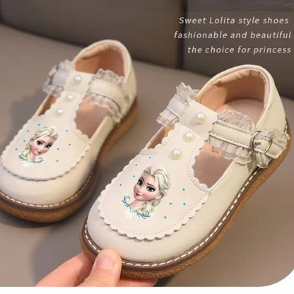 Disney Children's Girls' Leather Casual Shoes Spring Frozen Princess Girls' Soft Sole Non-slip Shoes Baby Shoes Lolita Girls.