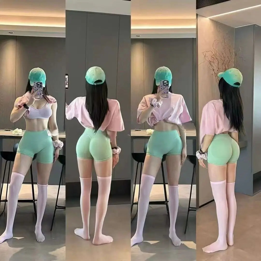 Shorts Low Ribbed Band Gym Shorts Women Workout Clothes Scrunch Bum Seamless Shorts Yoga Biker Sports Shorts.