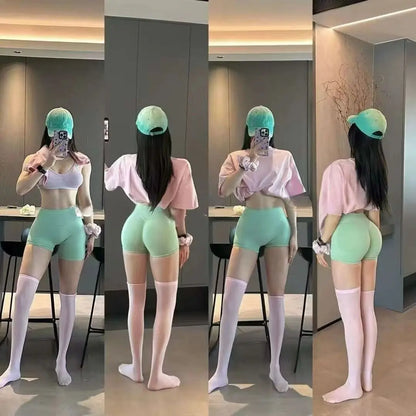 Shorts Low Ribbed Band Gym Shorts Women Workout Clothes Scrunch Bum Seamless Shorts Yoga Biker Sports Shorts.