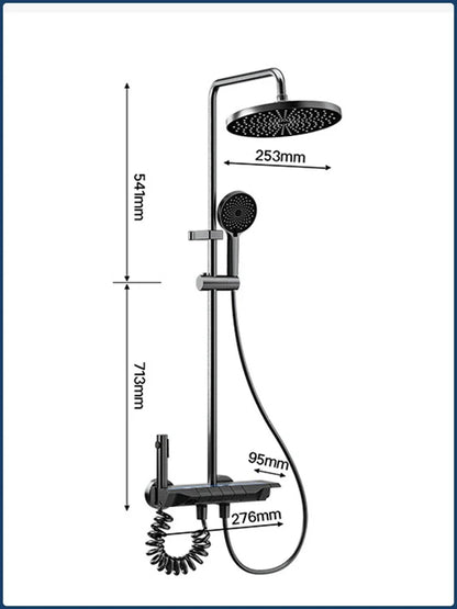 Four Ways Water Outlet Shower System Smart Digital Bathroom Shower Faucet Set Temperature Display Rainlfall Sunflower Shower Set