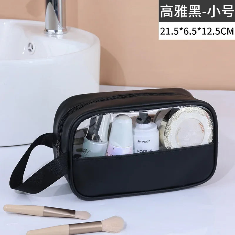 Waterproof Cosmetic Bag Portable Portable Cosmetic Storage Bag Large Capacity Pu Transparent Wash Bag Travel Storage Bag