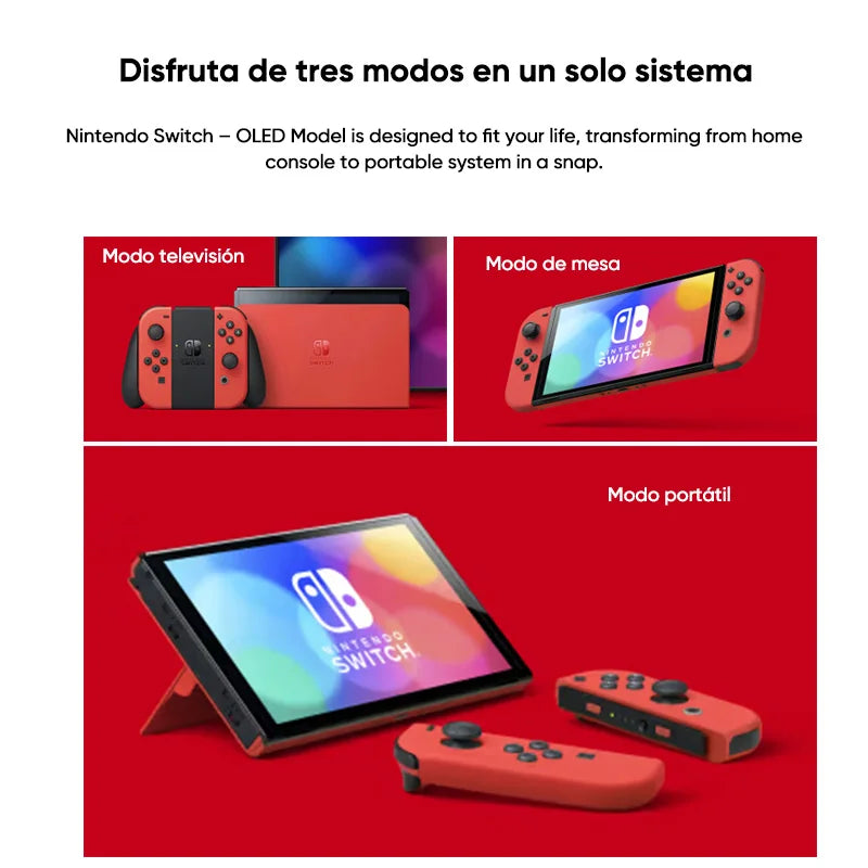 Nintendo Switch OLED Model 7 Inch Screen Joy‑Con Handle Enhanced Audio Adjustable Console Stable TV Mode Video Game.