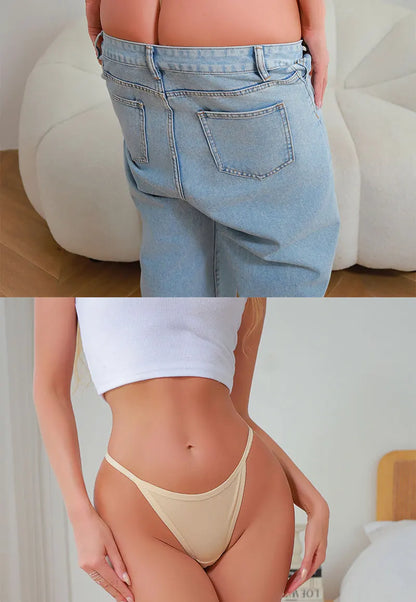 FINETOO 6PCS/Set Sexy Women Cotton G-String Underwear Low Waist Panties Girl T-back Panty Soft Thin Strap Femme Thong Lingerie.