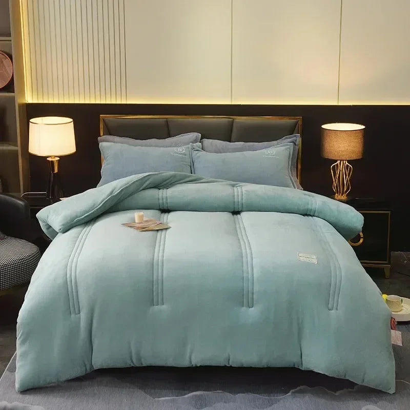 Winter Quilt Blanket Double Sided Velvet Lamb Cashmere Double Bed Quilts King Queen Full Size Bed Duvet Thicken Comforter Core