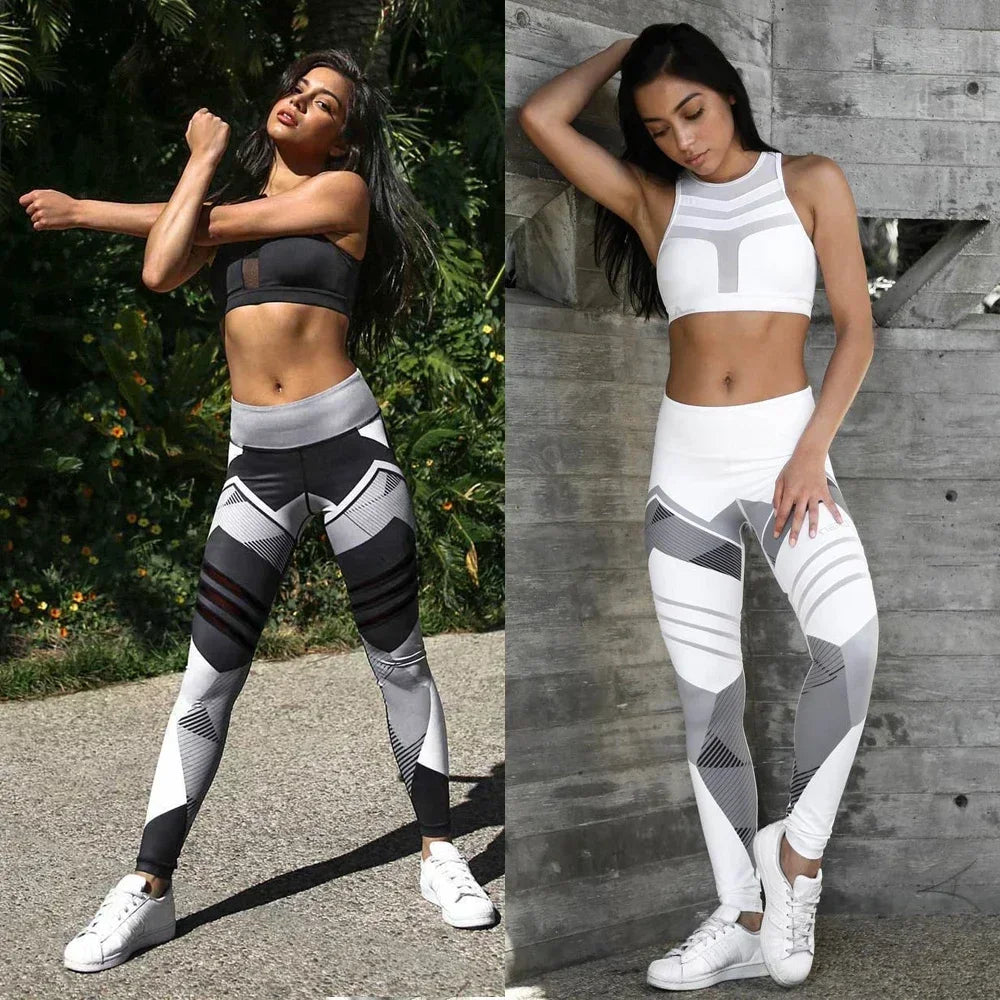Women Quick Dry Sport Fitness Leggins Geometric Printed Sports Pants Yoga Pants Leggings Slim Tights Trousers For Women S-XXXL.