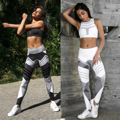 Women Quick Dry Sport Fitness Leggins Geometric Printed Sports Pants Yoga Pants Leggings Slim Tights Trousers For Women S-XXXL.