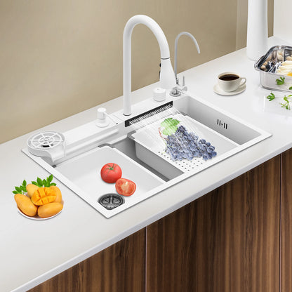 Küchenspüle, rostbeständiges Spülbecken mit ausziehbarem Wasserhahn, Schallschutzwirkung für Zuhause/Küche/Kanteine/Hotel/Bar