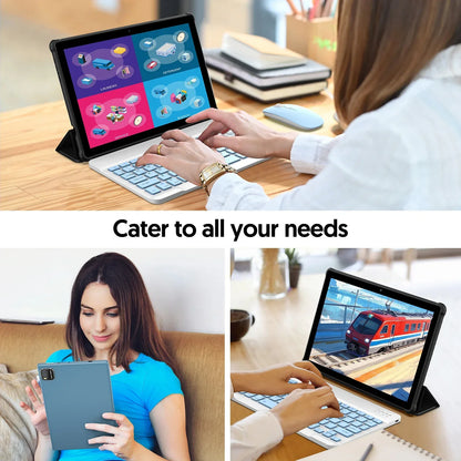 New Android 10.1-inch tablet, supports Google Play, quad-core processor, 12GB (3+9) RAM, 64GB ROM, Bluetooth, 6000mAh battery.