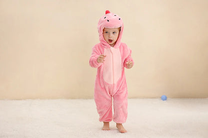 MICHLEY Winter Baby Strampler Mit Kapuze Flanell Cosplay Kleinkind Infant Kleidung Insgesamt Bodys Overall Kostüm Für Kinder Mädchen Junge