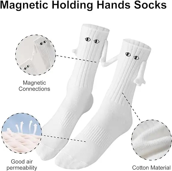 Funny Adult Socks Magnetic Hand in Hand Solid Color Cartoon Couple Socks Holiday Party Gifts for All Seasons.