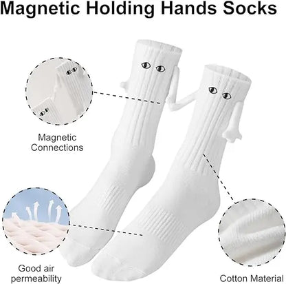 Funny Adult Socks Magnetic Hand in Hand Solid Color Cartoon Couple Socks Holiday Party Gifts for All Seasons.