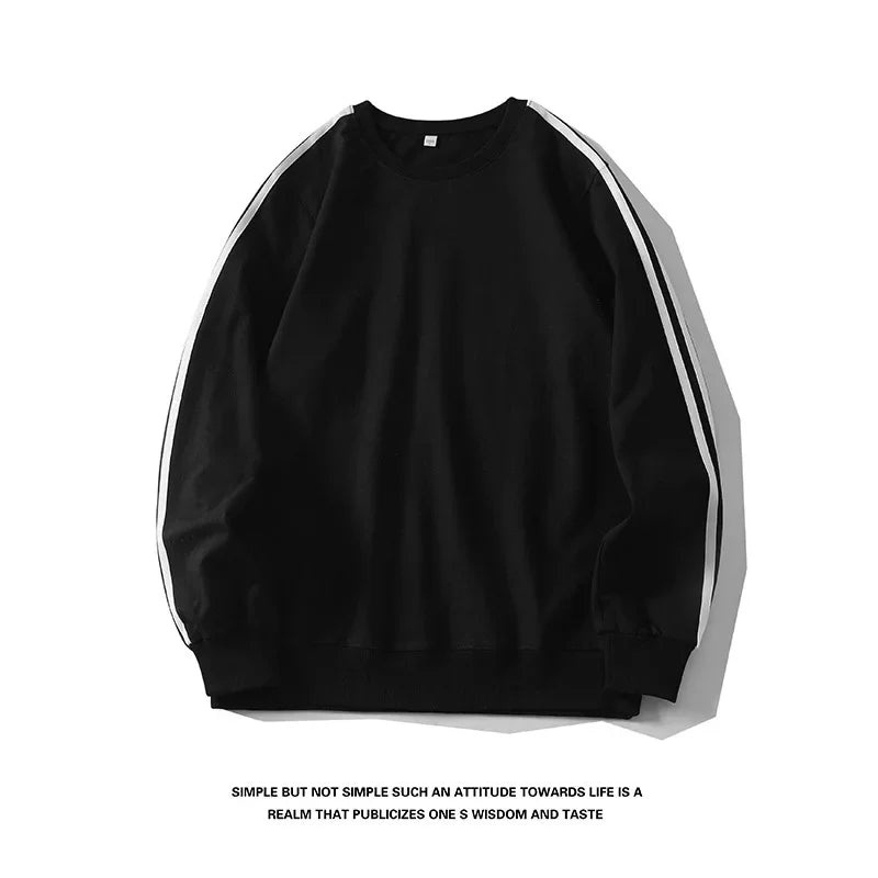 Autumn Winter round Neck Sweatshirt Men Loose Sports American Casual Cotton Fleece Versatile Comfortable Men's Set.