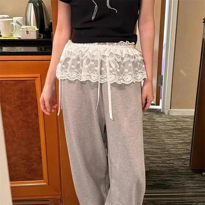 2025 Spring Summer Women Y2K Korean Lace Mini Layered Skirt Streetwear Lace Up Ruffles Harajuku High Waist Pleated Ladies Skirts.