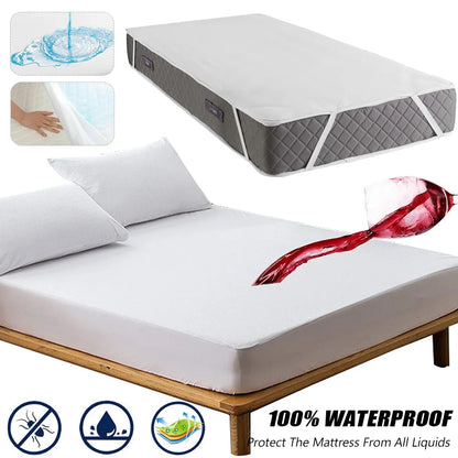 Waterproof Throw Mattress Cover Mattress Protector Covers  Pad Washable Mattress Bed Protector with Elastic Band Single/Double.