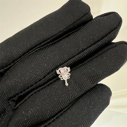 1PCS Cute Pink Zircon 316L Stainless Steel Ear Bone Nail New Fashion Y2K Punk Small Earring for Women Cochlea Jewelry Party Gift