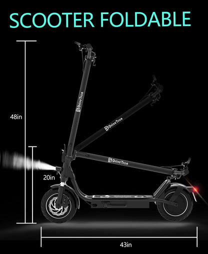 DriveTron DT01 Electric Scooter Adults 36V 13Ah Escooter Long Range 25 Miles Lightweight Kick Scooter.
