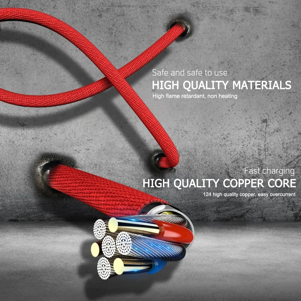 For Gaming Elbow Fast Charger Cable for iPhone 14 8 7 6S Plus 13 12 mini 11 Pro XS Max XR X 90 Degree Braided USB Charging Cable.