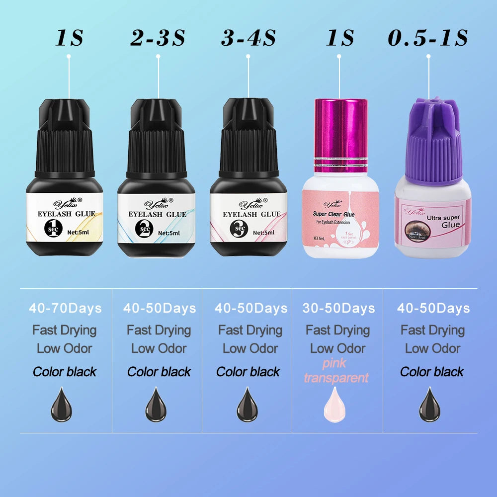 Yelix Eyelash Extension Glue 0.5-1 Sec Fast Dry Individual Lashes Glue Sensitive Eye Eyelash Glue Wholesale Customization.