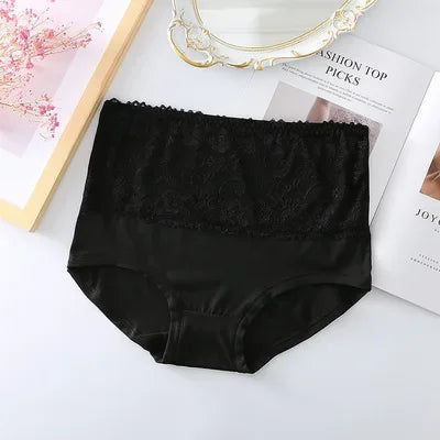 3pcs Women's Panties High Waist Underwear Large Size Fashion Girls Briefs Cow Milk Silk Breathable Lace Panty Female Lingerie.