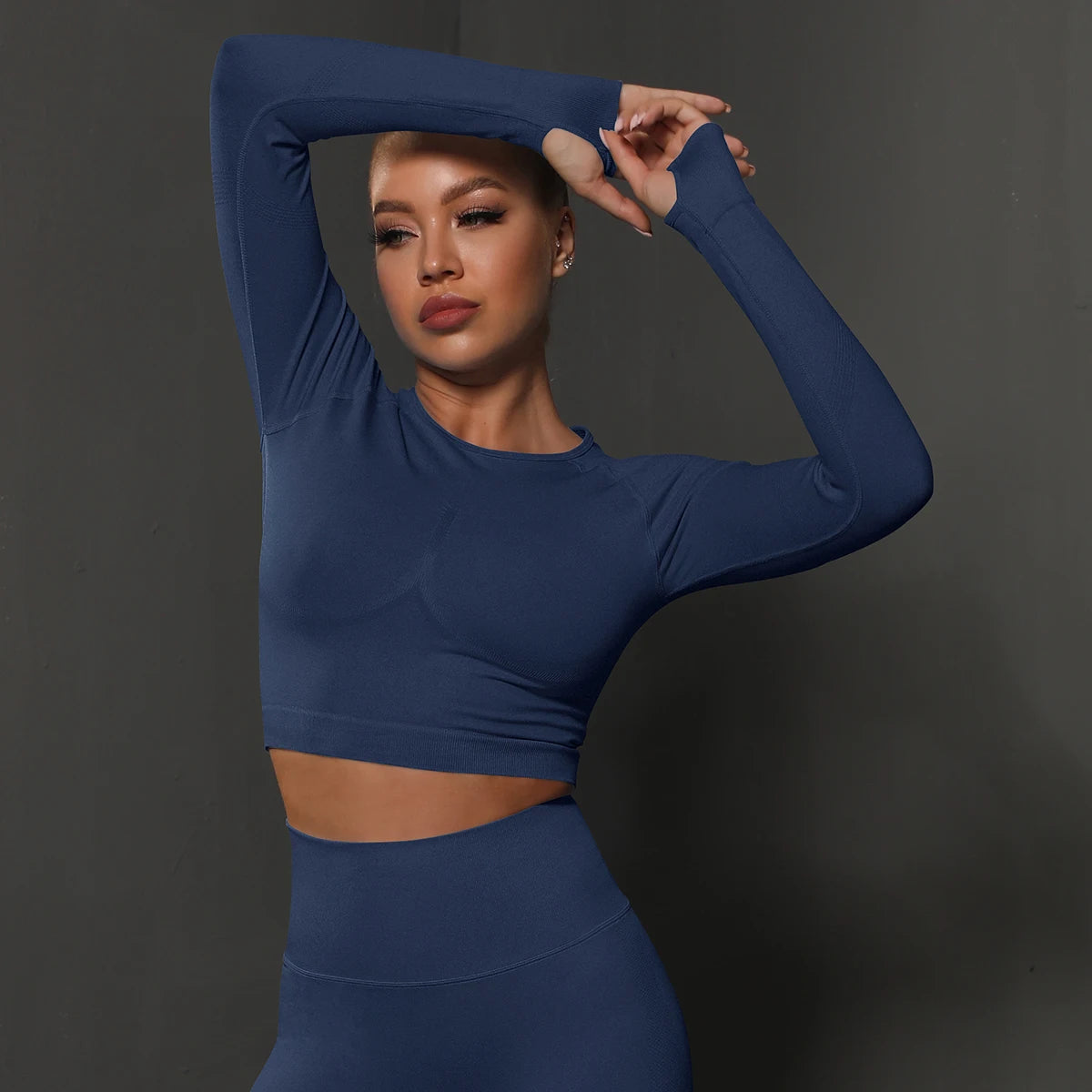 Women Yoga Long Sleeve Shirt Female Fitness Sportswear Gym Clothing Workout Running Crop Top Seamless Active Wear Sports Clothes