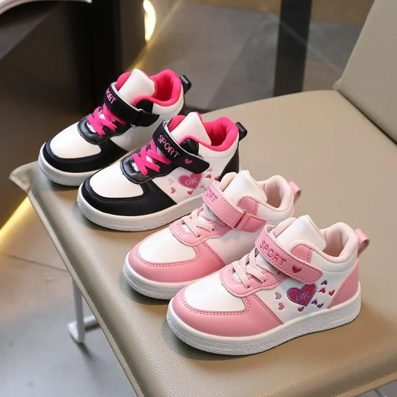 Children's Sports Shoes 2024 Spring and Autumn New Cute Girls' Sneakers Versatile Soft Breatheable Hook & Loop Fashion Kids Shoe.