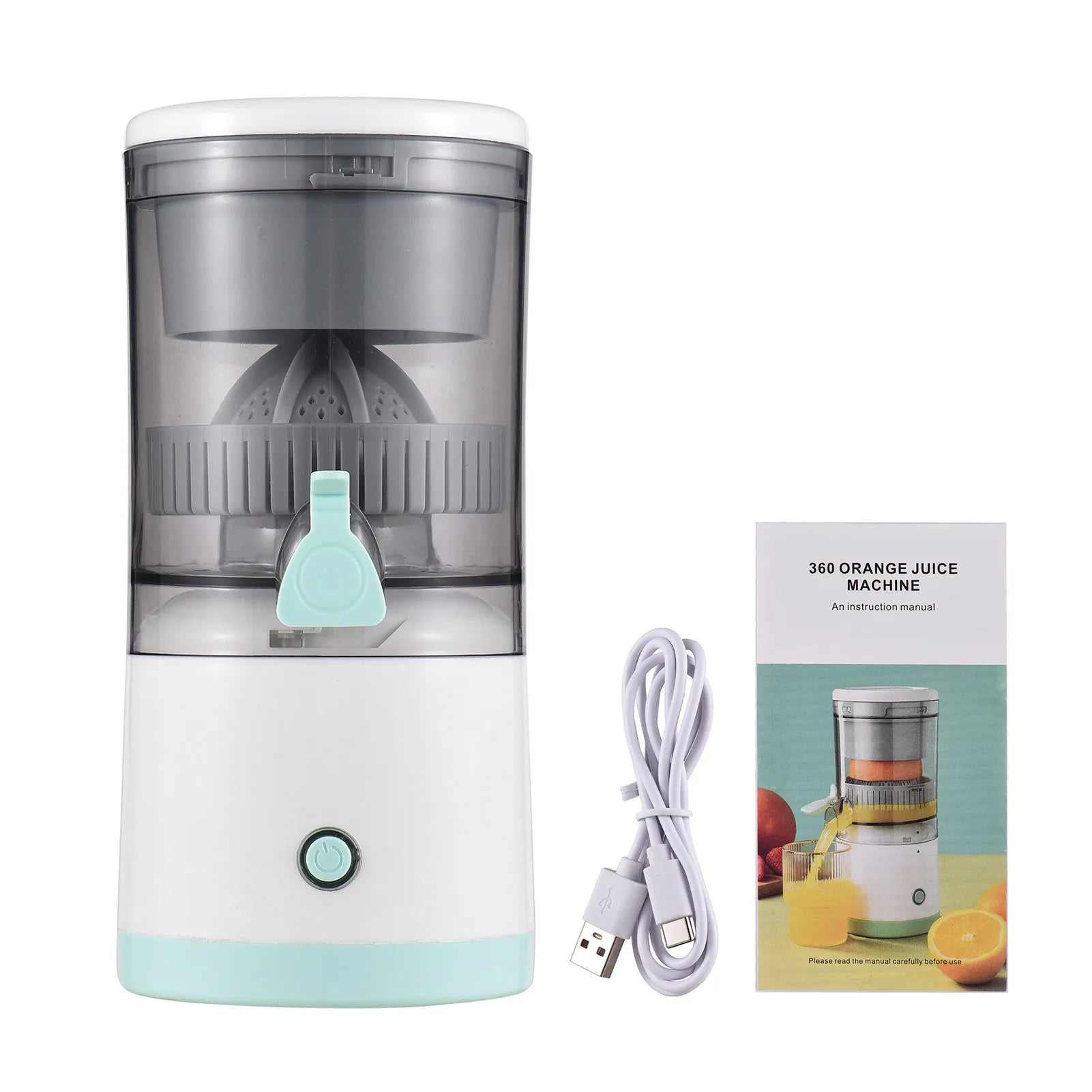 Electric Orange Juice Squeezer Hands Free Portable Citrus Juicer for Orange Lemon Apple USB Powered Detachable &Washable.