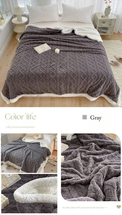 Double Layer Fleece Blanket Autumn Winter Thick Warm Office Nap Throw Blankets for Sofa Bed Single Double Soft Plush Comforter