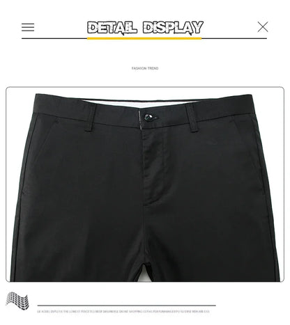 Thin Men Bamboo Summer Pants Casual High Quality Business Classic Fashion Stretch Slim Formal Straight Trousers Black Gray Khaki