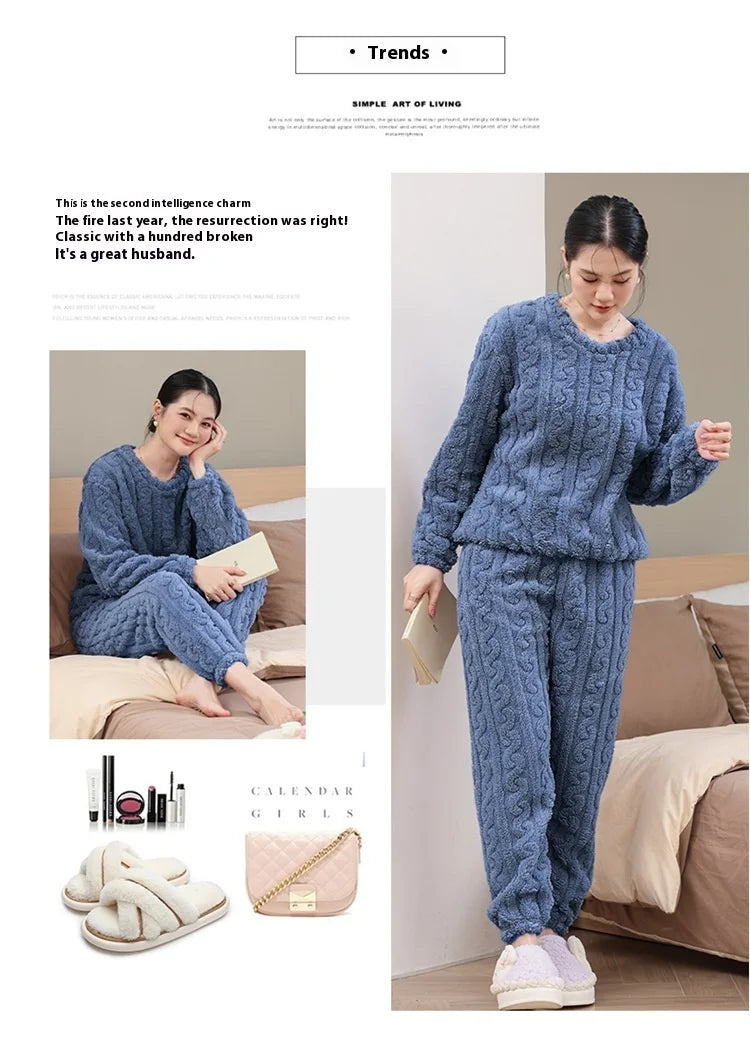 Korallen Samt Neue Warme Pyjamas Homewear Anzug Japanische und Koreanische frauen Herbst und Winter Verdickte Lose Pyjamas Homewear Anzug.