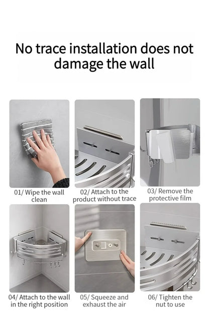 Kein Bohren Aluminium Badezimmer Regal Regale Shampoo Make-up Lagerung Halter Küche Organizer Wand Badezimmer Zubehör