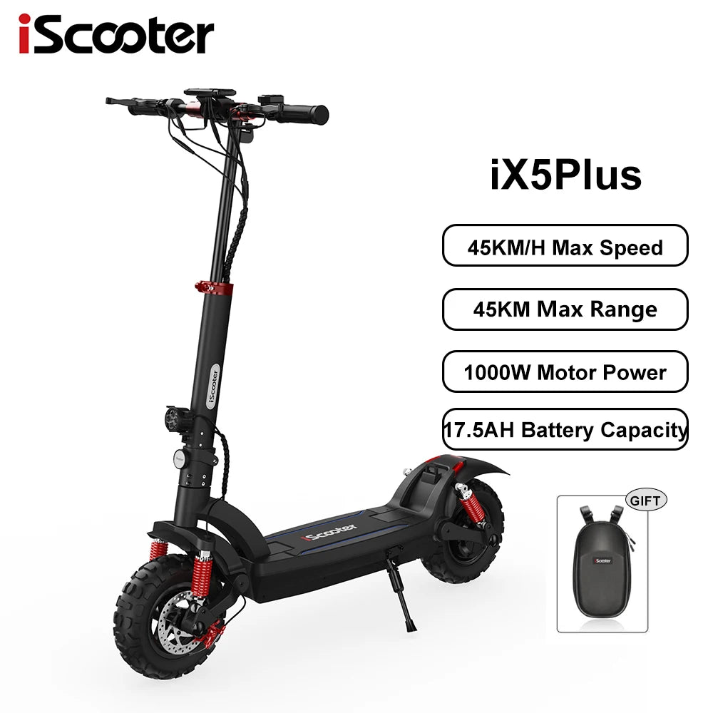 iScooter iX5Plus Foldable Adult Electric Scooter E-Scooter 45 KM/H Electric Kick Scooter 1000W Skateboards 48V 17.5Ah Kickboard.