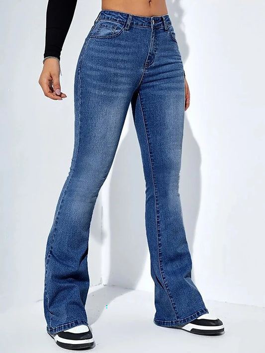 Women's jeans high waist stretch comfortable flared pants Denim pants.