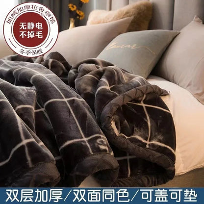 Thiened Double-layer Raschel Blanket Warm Coral Fce Wedding Blanket Single Double Bed Autumn Winter Warmth Cover Blanket