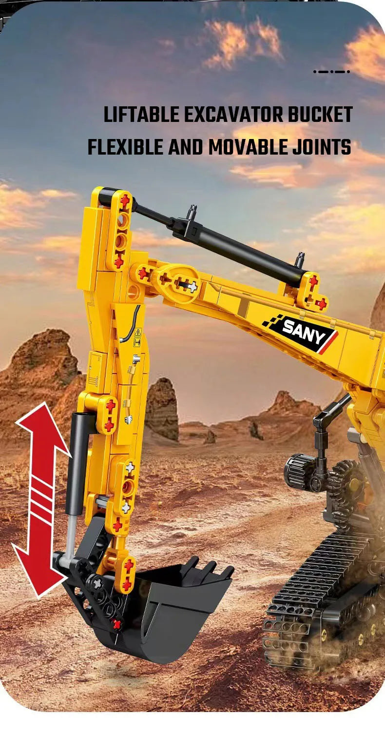 SEMBO BLOCK 1022pcs Excavator Models Building Blocks MOC City Construction Engineering Vehicle Bricks Educational Toys Boys Gift.