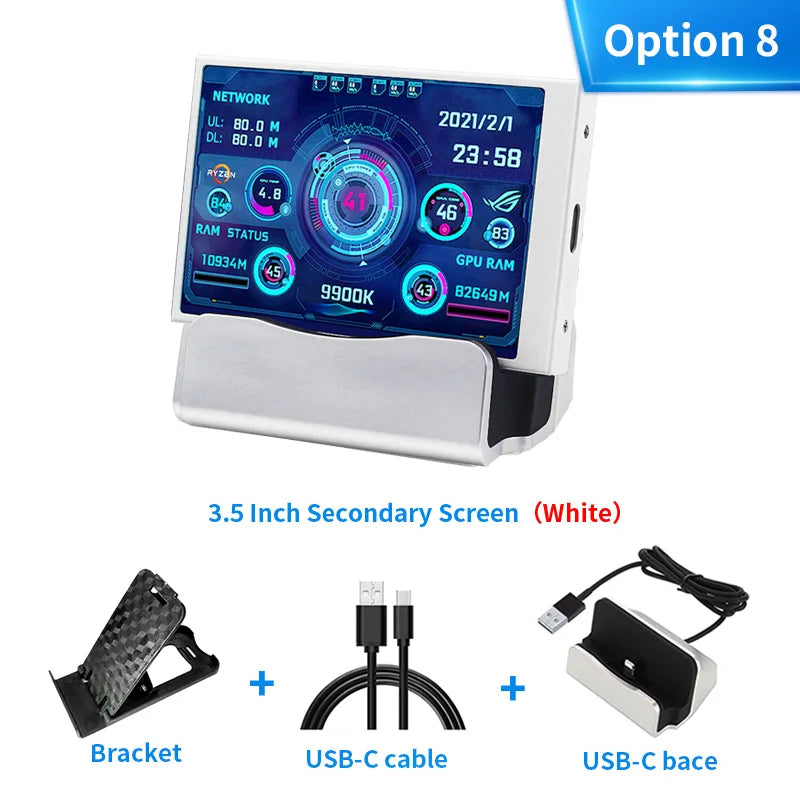 3.5 Inch IPS TYPE-C Secondary Screen DIY Computer Monitor USB-TYPEC Secondary Screen for Windows Built-in Software.