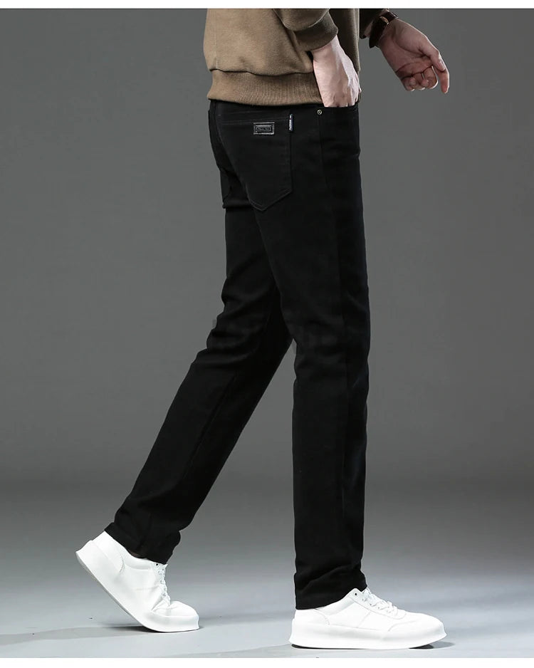 Fashion Loose Straight Business Casual Stretch Denim Pants Male Brand Trousers 3 Colors Plus Size Mens Clothing Slim Jeans 28-44.