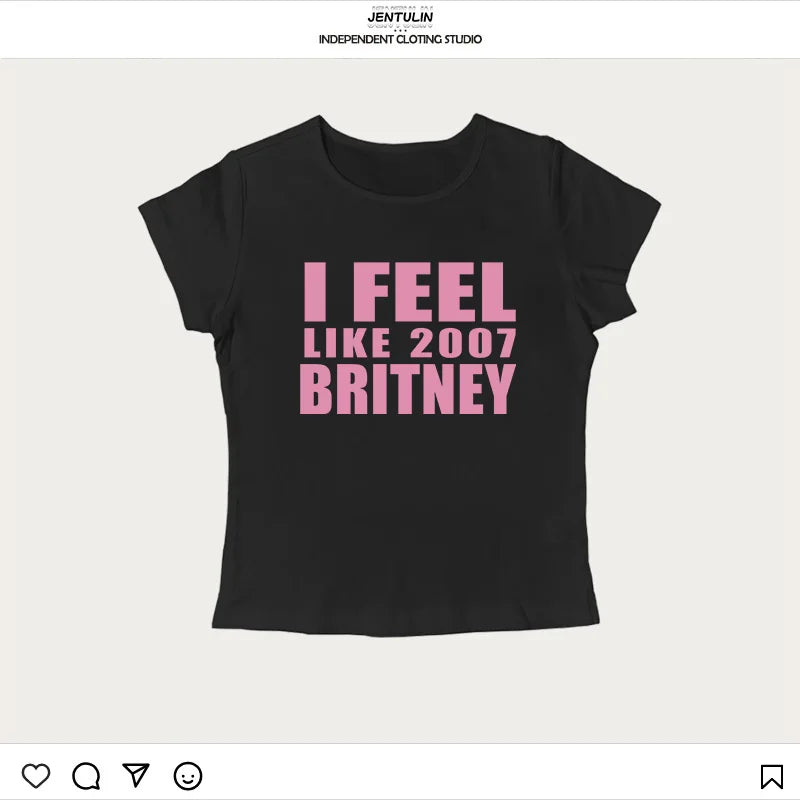 Y2K 2000er Jahre Vintage Crop Top Brief Drucken Casual Kurzarm T-shirt Mode Spicy Girl Sexy Baby T 2025 Sommer Frau Kleidung.