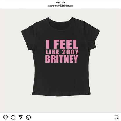 Y2K 2000er Jahre Vintage Crop Top Brief Drucken Casual Kurzarm T-shirt Mode Spicy Girl Sexy Baby T 2025 Sommer Frau Kleidung.