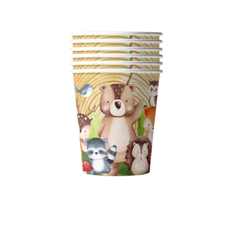 Woodland Tier Dschungel Wald DIY Party Dekoration Teller Tasse Tischdecke Geburtstag Party Baby Dusche Kinder Geburtstag Party Supplies.
