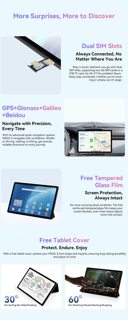 Blackview MEGA 3 Tablet PC  SET, 12.1" 2.5K FHD+ Display, Android 15 Pad MTK G100 Octa core, 36(12+24)GB RAM, 256GB ROM, 8800mAh