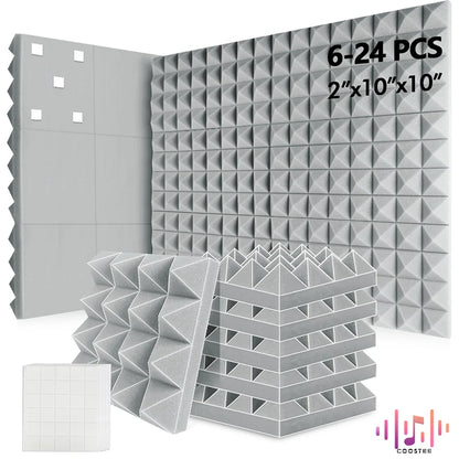 Sound Absorbing Wall Panel 6/12/24Pcs Acoustic Foam Self Adhesives Decor Studio Echo Canceling Treatment For Game Room Cinema