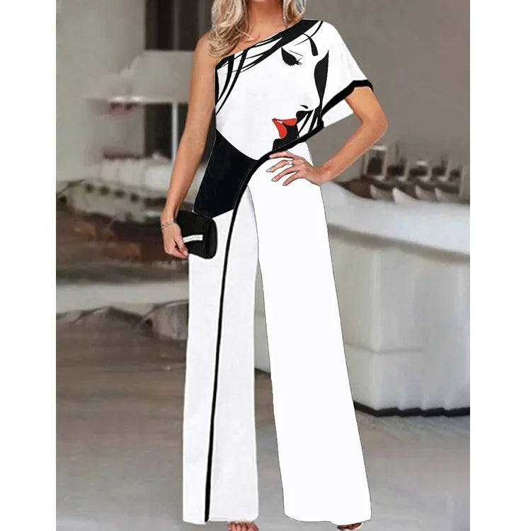 2024 Amazon Independent Station Women's Jumpsuit Slimming Fashionable Color Blocking Women's Trousers Jumpsuit Casual Style