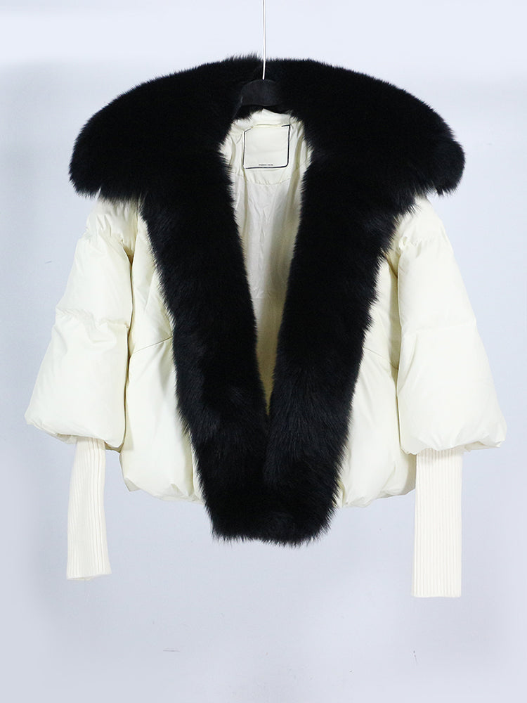 Lose Natürliche Echt Fox Pelz Kragen Mantel Dicke Neue Europäische Mode Weiße Ente Unten Jacke Winter Frauen Warme Luxus Oberbekleidung