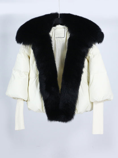 Lose Natürliche Echt Fox Pelz Kragen Mantel Dicke Neue Europäische Mode Weiße Ente Unten Jacke Winter Frauen Warme Luxus Oberbekleidung