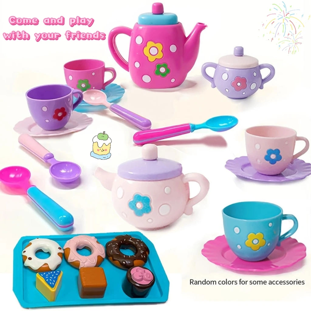 Tea set for girls, tea party set, tea set for kids including kettle, cookies, food for kids, gifts for boys and girls.