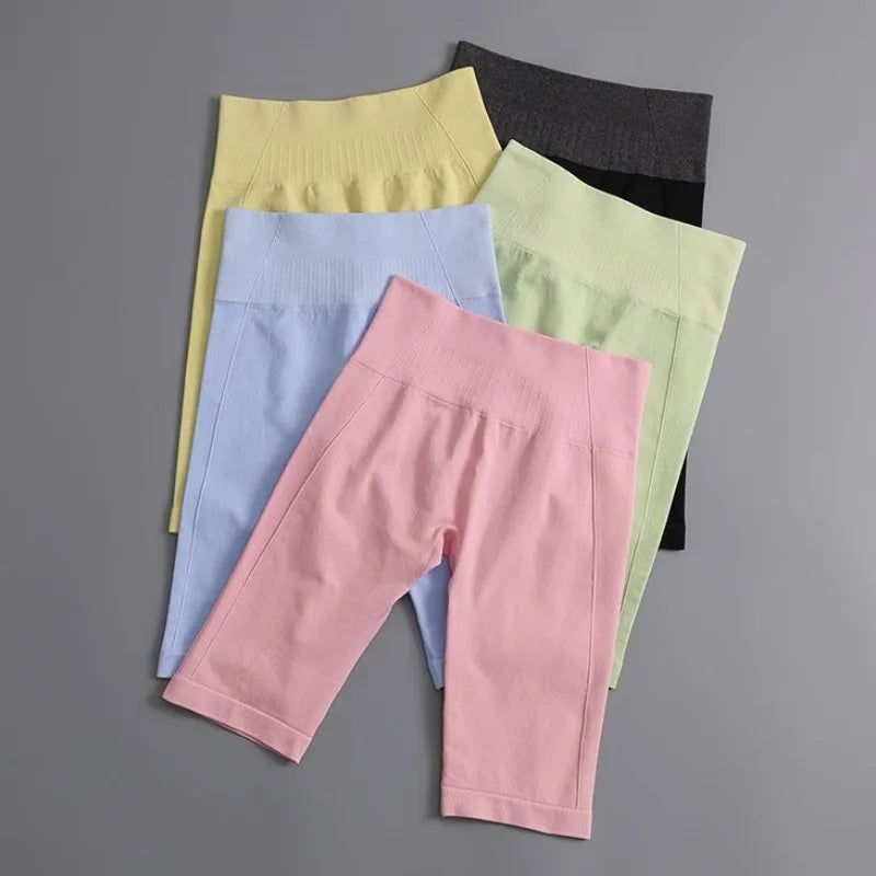 Women's High-Waisted Yoga Shorts Butt-Lifting Gym Running Shorts with Naked Sensation Workout Seamless Activewear for Training.