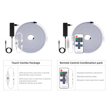 Waterproof COB LED Strip Lights 24V Flexible Neon Light Black Silicone Tube Linear Dimmable Lighting with Touch Sensor Switch.