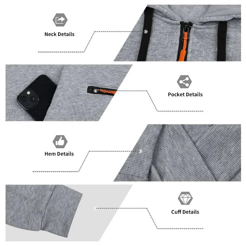 Men's Loose Fit Heavyweight American-Style Casual Sportswear Jacket fleece Lined Hooded Sweatshirt for Winter