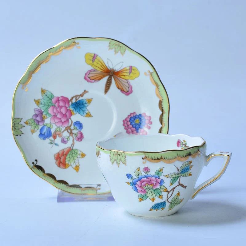 Classical Cup and Saucer Flower Basket Coffee Mug Afternoon Tea Cup Dessert Saucer Home Drinking Cup Saucer Valentine's Day Gift.