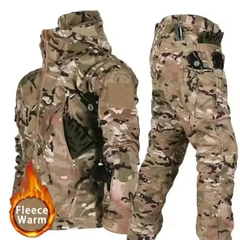 Winter Autumn Fleece Men Jacket Tactical Waterproof Suit Outdoor Fishing Hiking Camping Tracksuits Coat Thermal Suit.